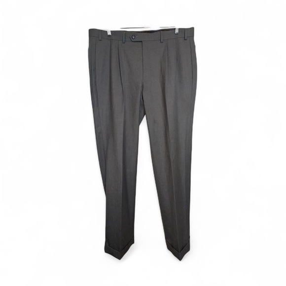Vintage Lauren Ralph Lauren Mens Pleated Dress Pants Trousers GrayCuffed Office - Picture 1 of 8